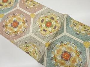 亀甲に華紋模様織出し袋帯